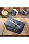 Blue butter dish with lid and knife - 3