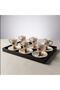 Flower Patterned Turkish Coffee Cup with Stand for 6 People - 3