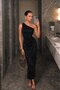 Lavin Asymmetric Patterned Dress Black
