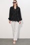 Women's Ruffle Detailed Long Sleeve Shirt 40031 - Black - 2