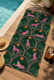 Art Deco Flamingo Dark Green Patterned 70X150 Beach Towel - Digital Printed Fade-Resistant Bath Towel - 5