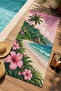 Tropical Pink Hibiscus Koy Patterned 70X150 Beach Towel - Digital Printed Fade-Resistant Bath Towel - 4