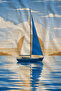 Minimal Blue Sea Sailing Patterned 70X150 Beach Towel - Digital Printed Fade-Resistant Bath Towel - 3