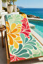 Retro 70S Big Floral Leaf Colorful Patterned 70X150 Beach Towel - Digital Printed Bath Towel - 5
