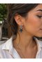 Starfish Figured Dangle Earrings with Blue Detail Gold Color Summer Stylish Women's Earrings