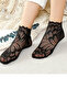 Women's Lace Socks Transparent Thin Tulle Short Socks Flexible Black Daily Use - 4