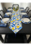 7 Piece Lemon Tableware Presentation Set 6 Pieces American Style Mdf Placemats 1 Piece Tasseled 40X140 cm Runner Cover