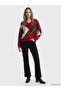 Ozmarka New Season Red V-Neck Diamond Patterned Women's Knitwear Sweater - 2