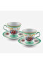 Flores Gold Decorated Floral Green Porcelain Coffee Cup Set 100 ml - 3