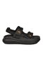 Black Genuine Leather Velcro Adjustable Strap Thick Sole Women's Sandals B640 Z