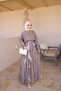Brown Patterned Ruffle Skirt Set