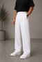 Men's White Baggy Fabric Trousers Loose Fit Straight Leg - 4