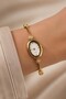 Vi̇sca Women's Wristwatch Gold Color Oval Case Bracelet Designed Elegant Stylish Watch Jewelry Looking Classic Women's Watch - 3