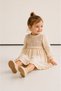 Linen Fabric Cotton Lace Baby Girl Dress – Ecru Special Occasion Dress - 3