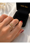 ✨   Adjustable Women's Ring with the Letter m and Stone – Gold Color Elegant Ring with Letter Detail - 2