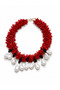 Zr Red Coral Pearl Necklace - 5