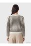 Crew Neck Striped Women's Knitwear Cardigan (W6) - 4