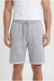 Men's Gray Side Pocketed, Lace-Up, Elastic Waist, Folded Double-Leg Comfortable Cut Bermuda Shorts - 5