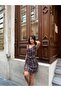Women's Degaje Collar Skirt Pleated Plaid Pattern Dress - 5