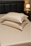 Striped Micro Satin Elastic Bed Sheet and Pillow Set Single and Double Size Shiny Soft Textured Fitted - 2