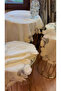 Flowers Model Gray 5 Piece Linen Lace Tablecloth Runner Set Decorative Living Room Set - 3