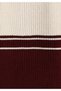 Slim Fit Polo Collar Striped Women's Burgundy Short Sleeve Sweater - 6