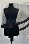 Black Bridal Veil Set, Glass Beads and Sequins Printed Henna Veil Set 6 Pieces - 5