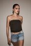 Taşlı bandeau bluz - 5