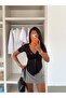 Lace Blouse with Tie Front - Black - 2