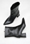 Black Leather Women's Heeled Boots Pointed Toe 6 cm Thick Heel Side Zipper