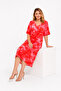 Women's Plus Size, Fujya, Woven Viscose Fabric, V-Neck Tie-Dye Pattern Dress 65N39565 - 3