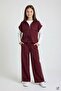 Burgundy Girls' Zippered Zero-Sleeve Vest Wide-Leg Bottom 3-Piece Set 24774 - 2