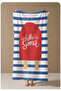 Navy Blue White Striped Red Text Detailed 70X150 Beach Towel - Digital Printed Fade-Resistant Bath Towel - 4