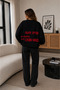 Black Crew Neck Star Patterned Oversized Women's Knitwear Sweater - 2