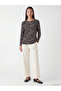 Peak New Season Black Crew Neck Patterned Blouse - 2