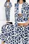 Navy Blue Women's Patterned Kimono Pants Double Set - 5
