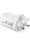 201948 UK Fast Charger, USB-C, PD/Qualcomm®/GaN, Mini-Charger, 45 W, White - 3