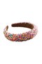 Women's sequined headband pink candy wide hair accessory.