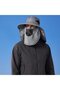 Dark grey outdoor sun hat with detachable face and neck protection - extra-long brim, breathable, UV - 5