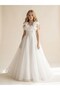 Girl's Long Princess Evening Dress with Floral Detail on the Shoulders - 5