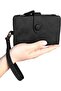 Small genuine leather wallet RFID wrist strap card slot zipper. - 4
