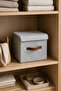 Gray Felt Lid Cube Box 30 X 30 X 30 cm – Leather Handle, Foldable, Multi-Purpose Storage and Organizer Box - 4