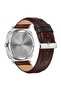 Men's Stainless Steel Square Watch, Brown Leather | Trn45s - 4