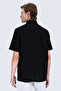 Black Comfort Fit Button down Collar 100% Cotton Short Sleeve Shirt - 5