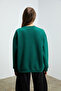 Karius women's organic cotton oversize round neck dark green sweatshirt with fleece lining - 6