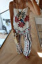 Floral Patterned Strappy Blouse and Trousers Set - 7