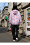 Women's Anime Printed Zippered Hooded Windbreaker Jacket Pink - 4