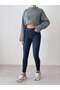 Women's Dark Blue Tint High Waist Narrow Leg Dark Blue 5-Pocket Skinny Jean Pants - 2