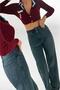 Women's Mossy High Waist Straight Jean Pants 5 Pockets Long Leg Cotton