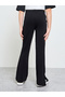 Teen Girls Black Solid Side Slit Knitted Fit and Flare Leggings - 4